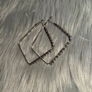 Faux Silver Square Earrings